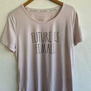 Rae Dunn The Future Is Female T-Shirt XL Pale Pink Short Sleeve Soft